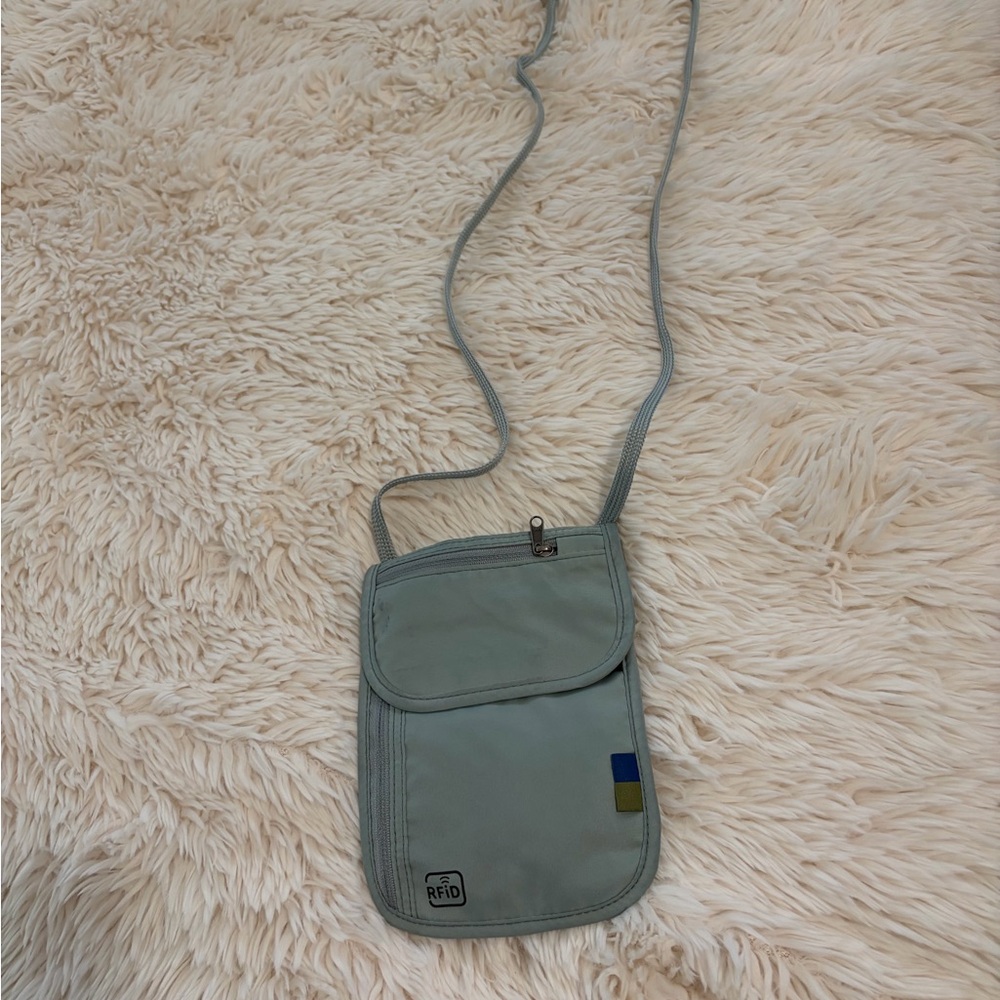 Chic Blue and Gray RFID Crossbody Bag